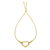14k Yellow Gold Adjustable Heart Charm Bolo Bracelet, 9.25" fine designer jewelry for men and women